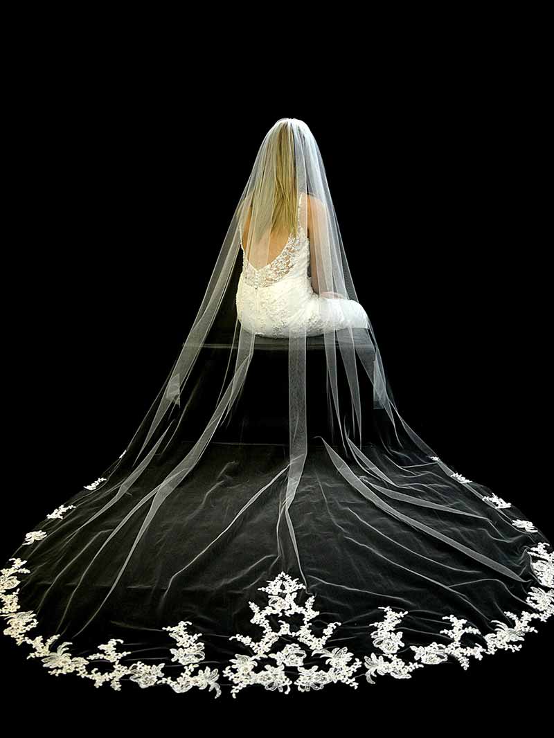 Crystal and lace veil