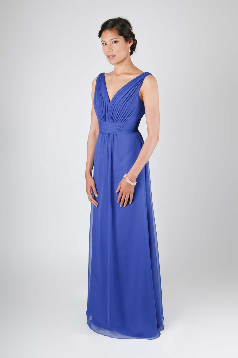 Bridesmaid dress with tapered shoulders
