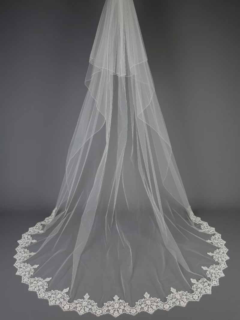 Delicate Beaded Lace Edge Veil