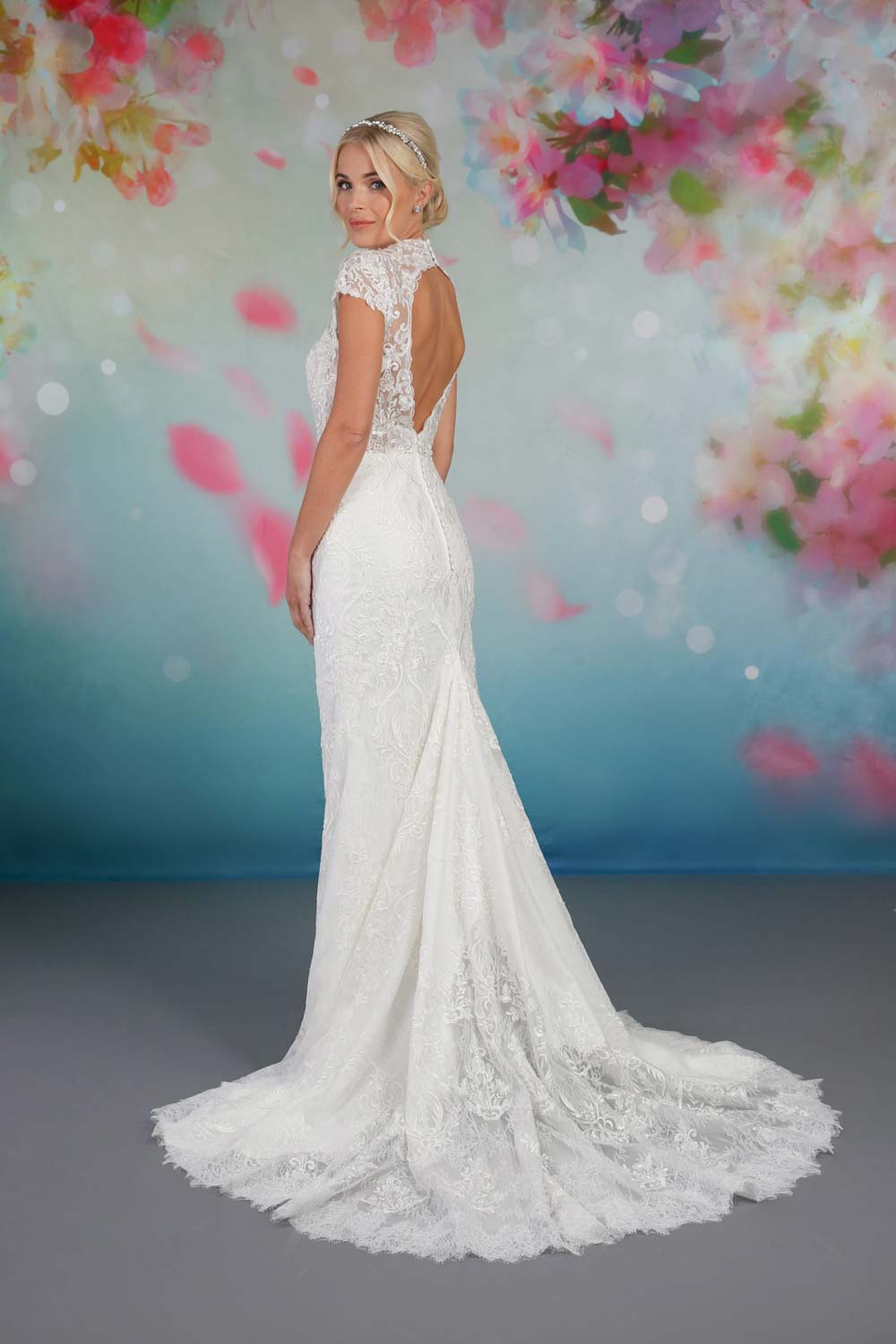 High neck lace bridal gown