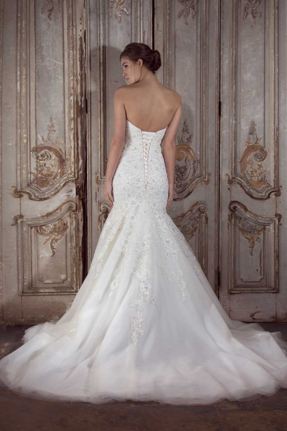 Fishtail wedding dress with crystals
