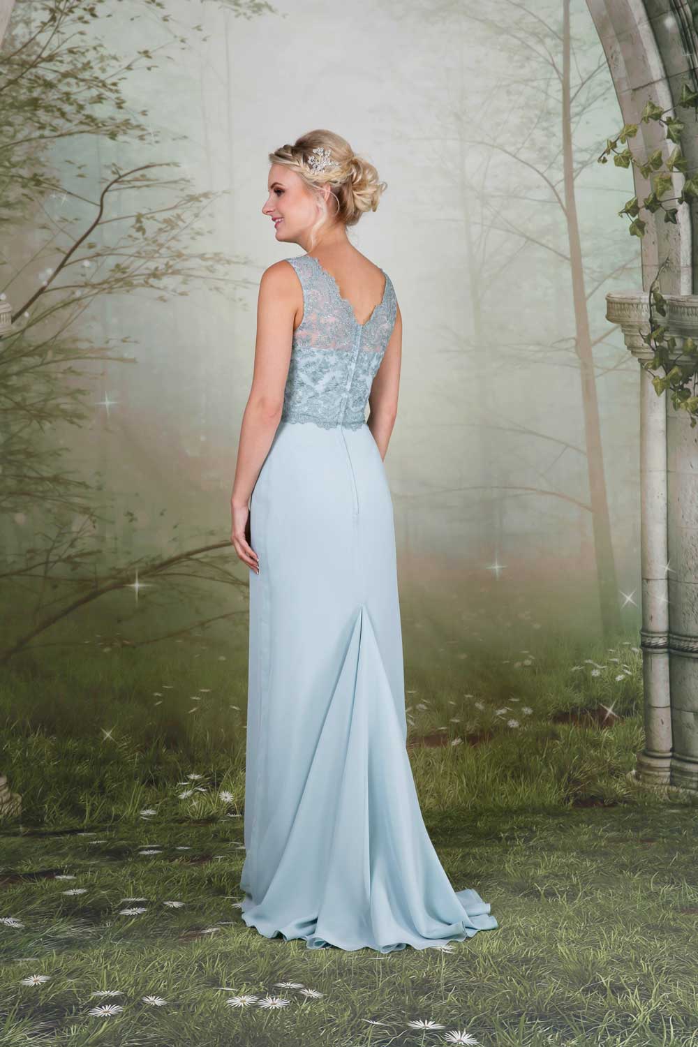 Lace and chiffon bridesmaid gown