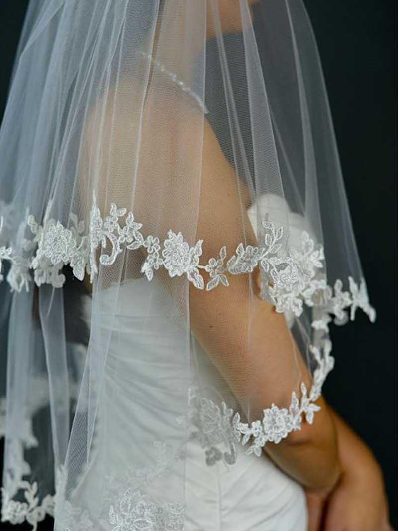 Lace edged detailed veil