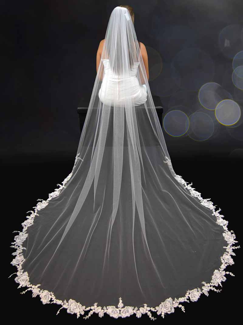 Laced edged wedding veil