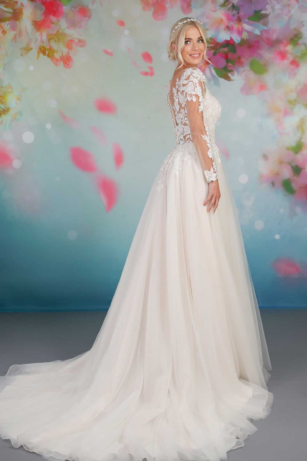 Elegant long sleeved bridal gown