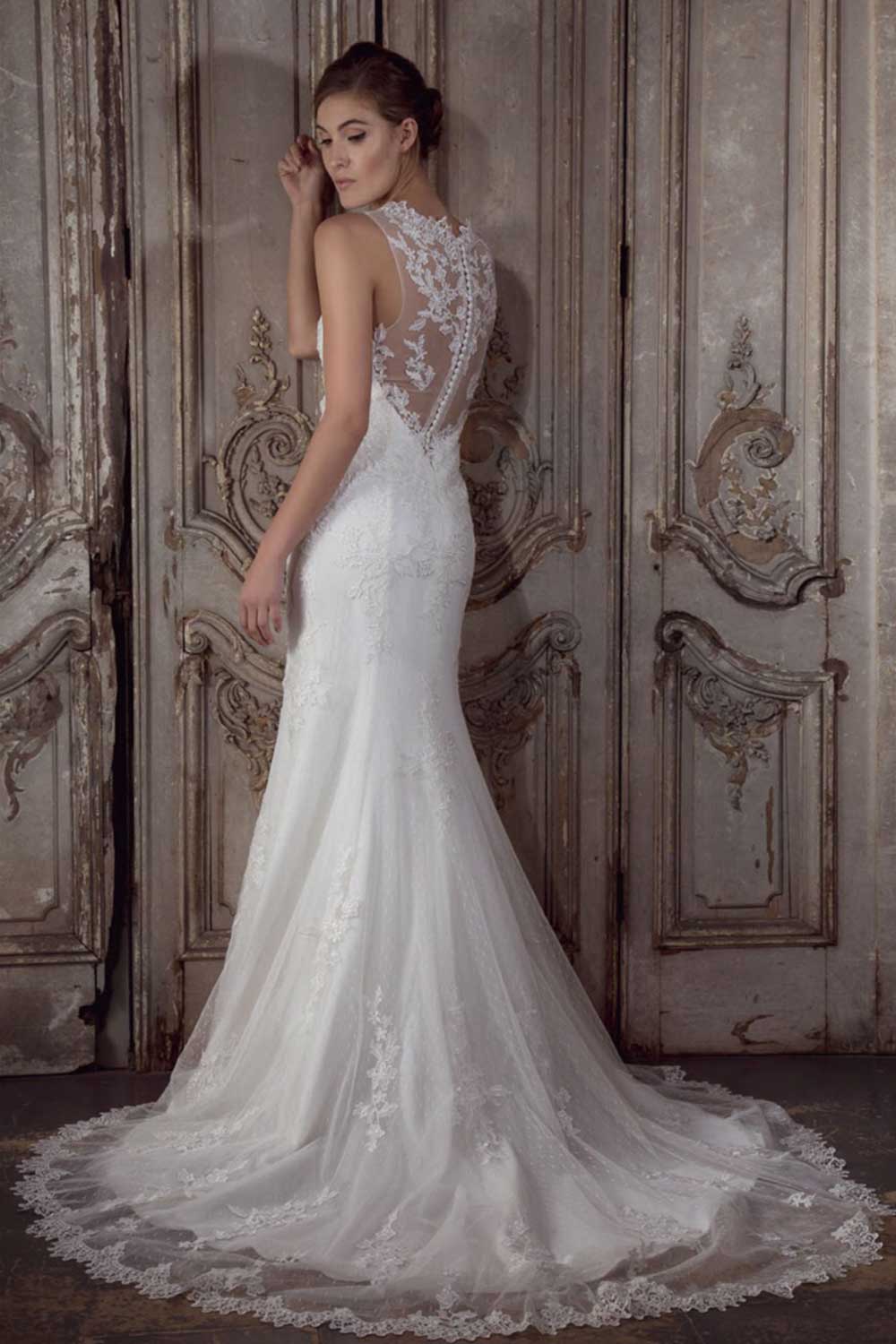 Lace Dress with See-through Back - back