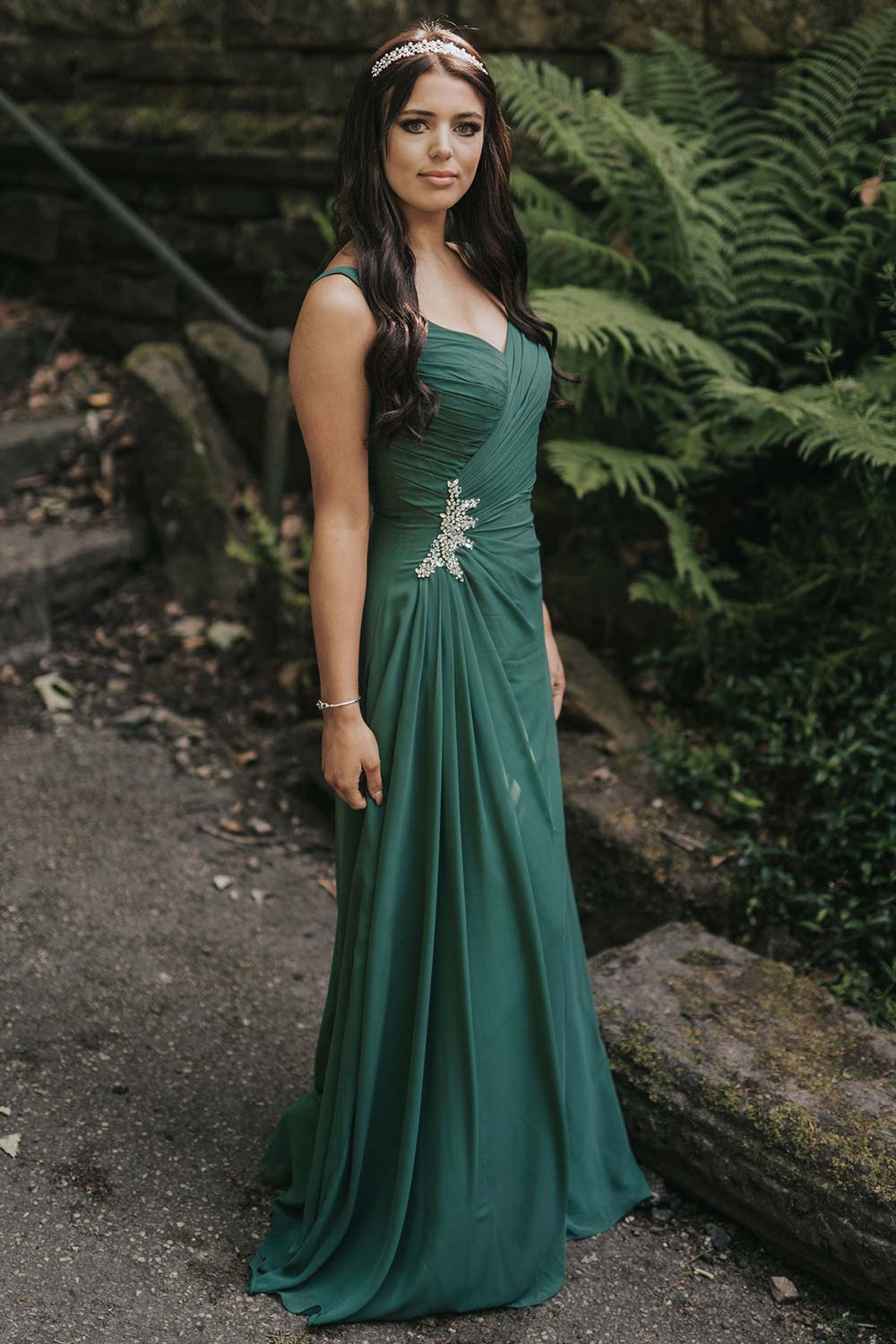 Chiffon Bridesmaid Dress Emerald