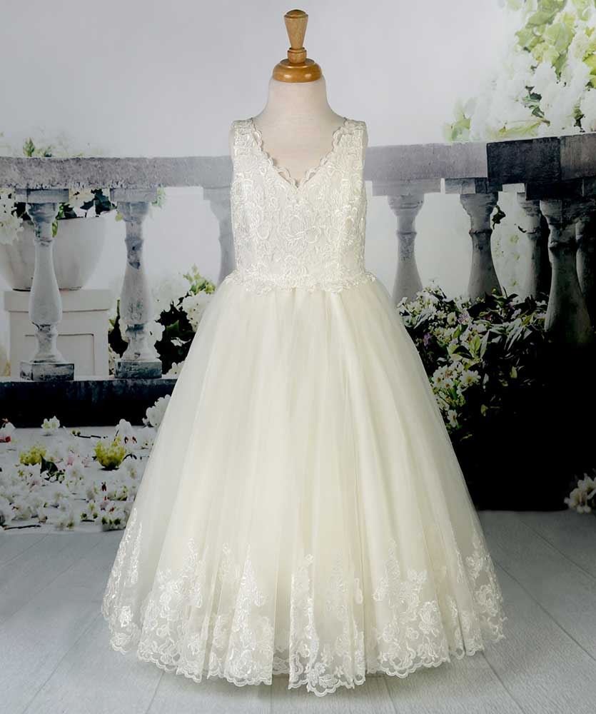 Flower girl lace ball gown dress