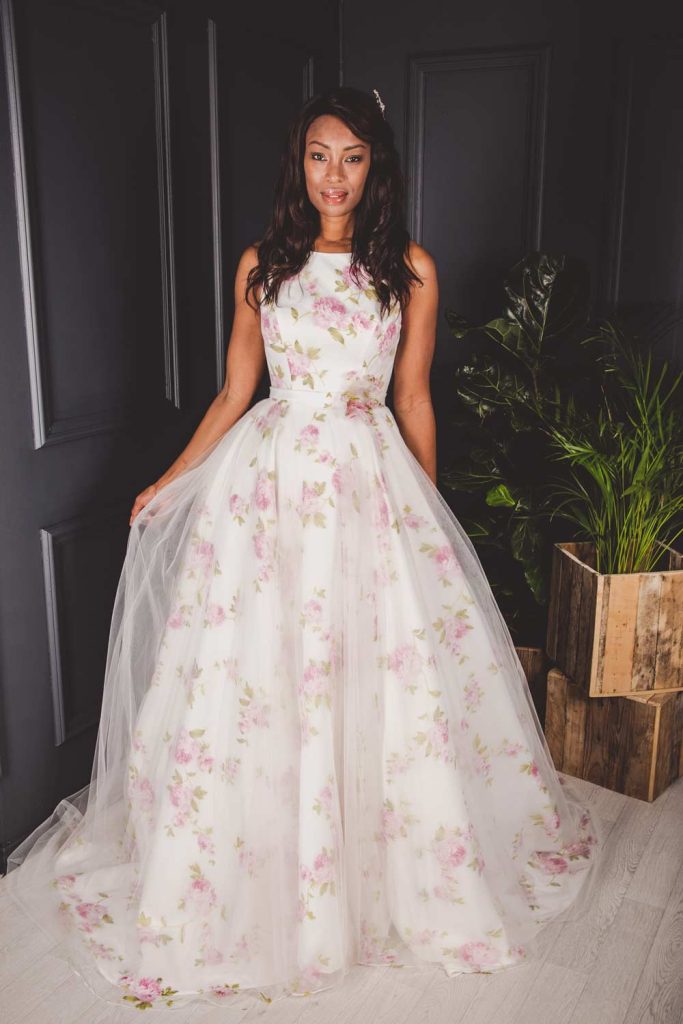 Victoria Kay Floral Print Wedding Dress