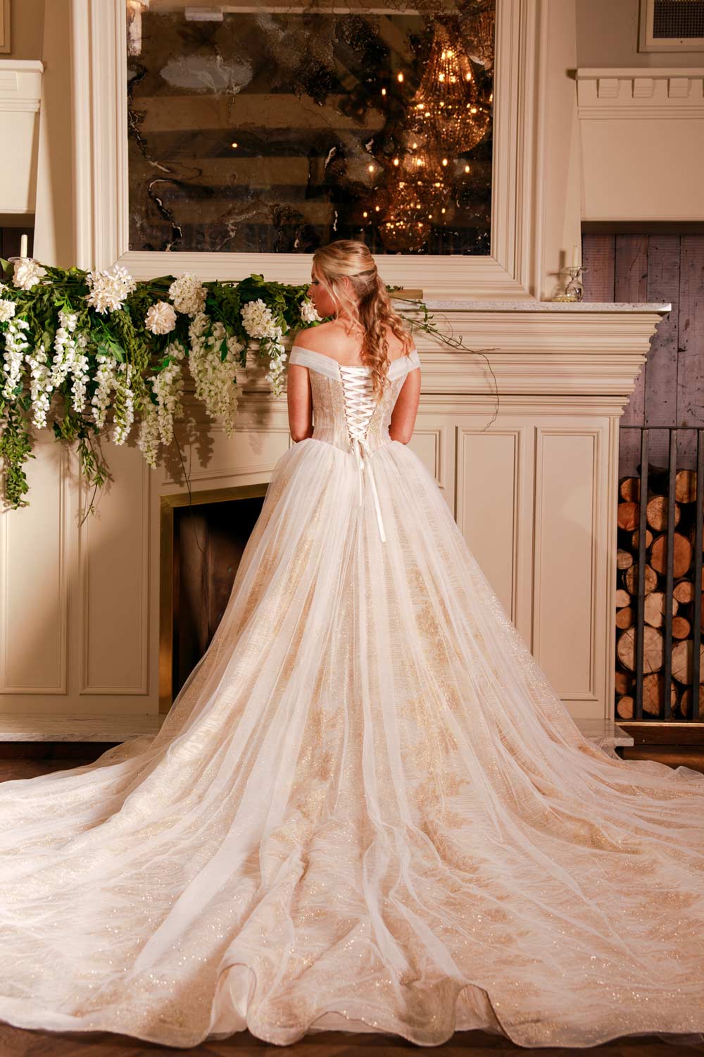 Victoria Kay Ivory Gold Wedding Dress