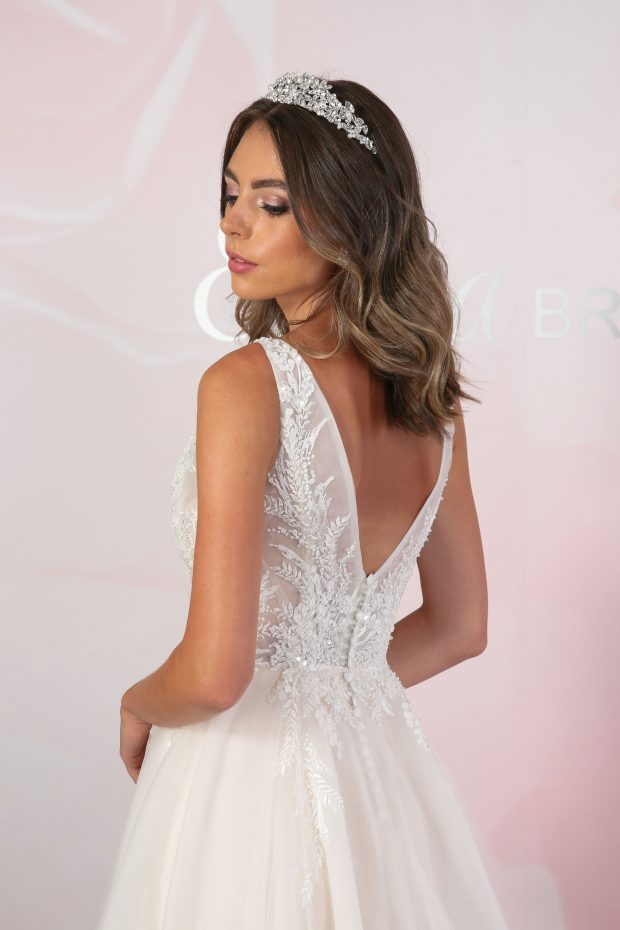 Lace Wrap over Flowing Gown